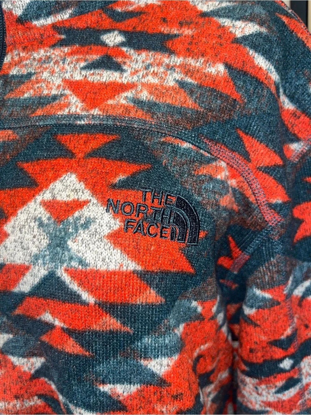 The North Face Men’s Zip Pullover Fleece - Red, Teal & White Aztec